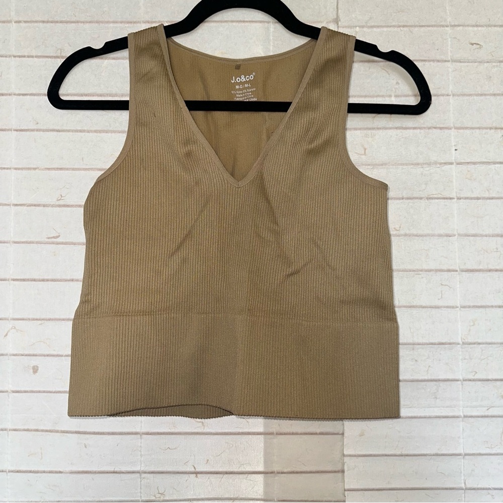 J.O&CO Tan Ribbed Women's Top